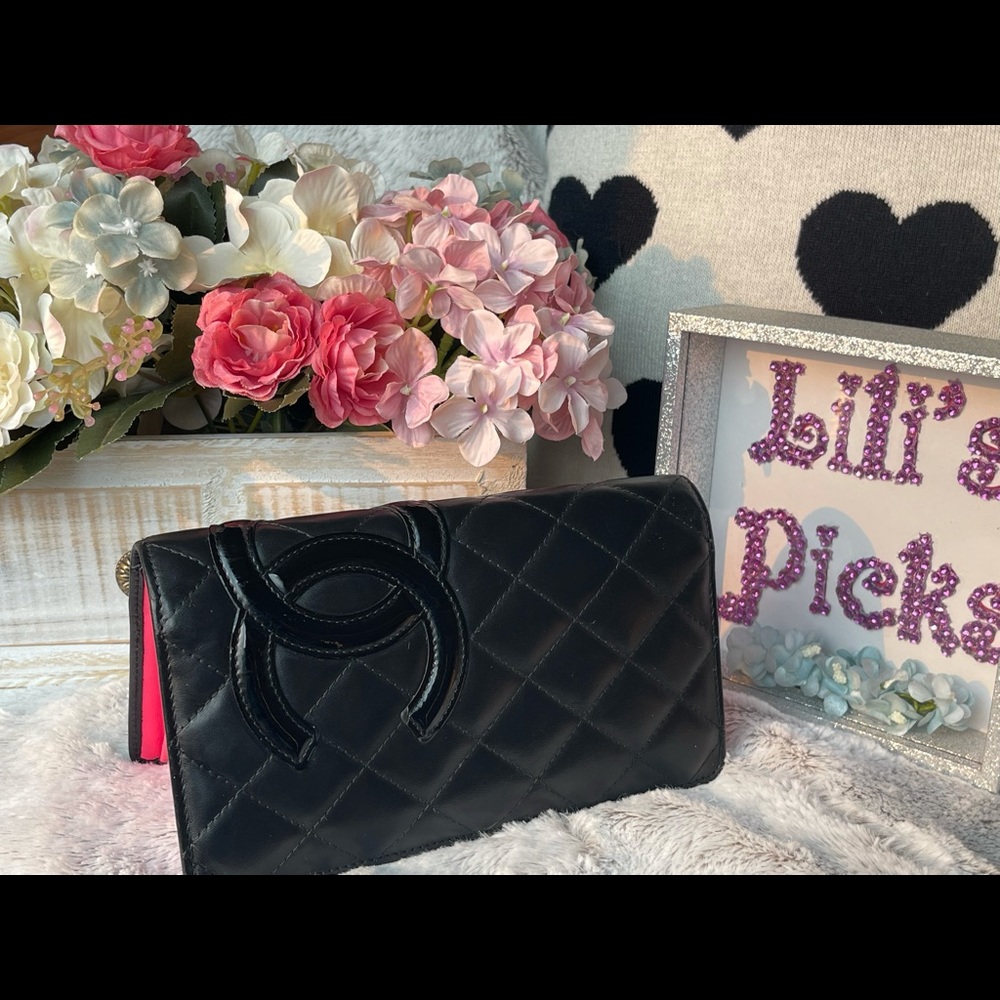 SOLD Chanel long wallet, some stain in the card holder